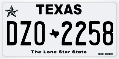 TX license plate DZO2258