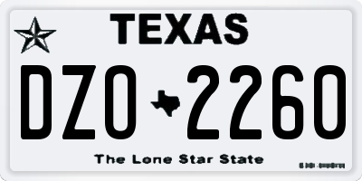 TX license plate DZO2260