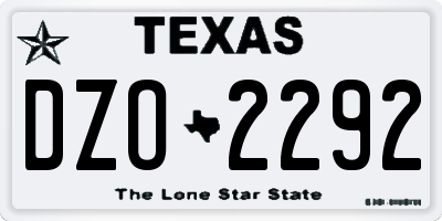 TX license plate DZO2292