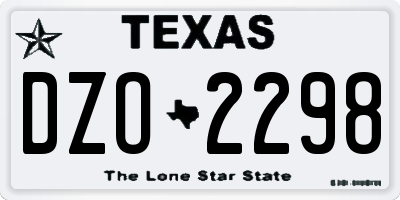 TX license plate DZO2298