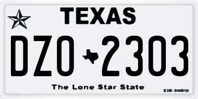 TX license plate DZO2303