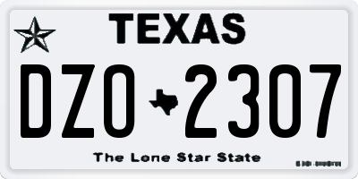 TX license plate DZO2307