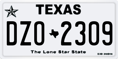 TX license plate DZO2309