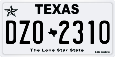 TX license plate DZO2310