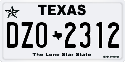 TX license plate DZO2312