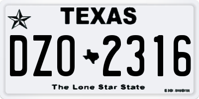 TX license plate DZO2316