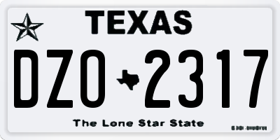 TX license plate DZO2317