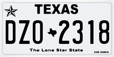 TX license plate DZO2318
