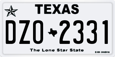 TX license plate DZO2331