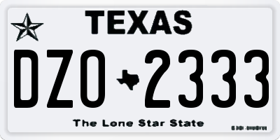 TX license plate DZO2333