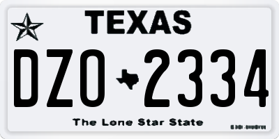 TX license plate DZO2334