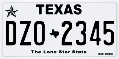 TX license plate DZO2345