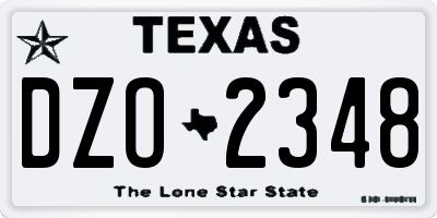 TX license plate DZO2348