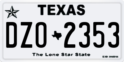 TX license plate DZO2353