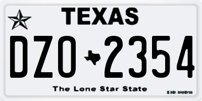 TX license plate DZO2354