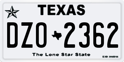 TX license plate DZO2362