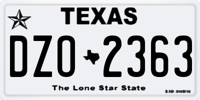 TX license plate DZO2363