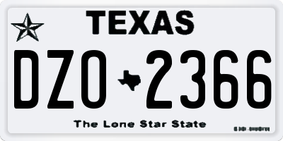 TX license plate DZO2366