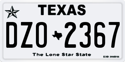 TX license plate DZO2367