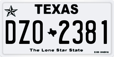TX license plate DZO2381