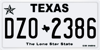 TX license plate DZO2386