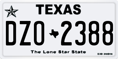 TX license plate DZO2388