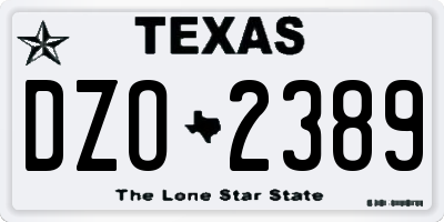 TX license plate DZO2389