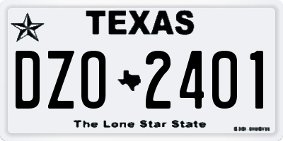 TX license plate DZO2401