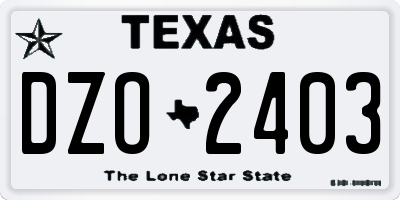 TX license plate DZO2403