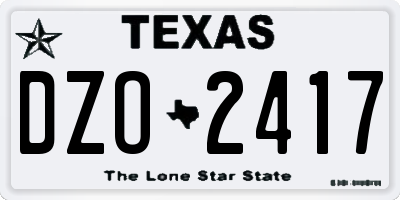 TX license plate DZO2417