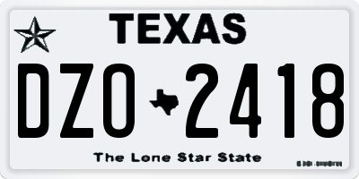 TX license plate DZO2418