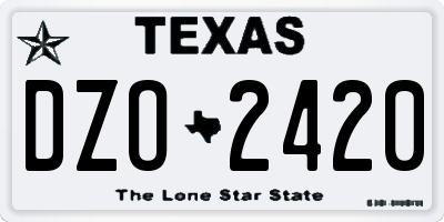 TX license plate DZO2420