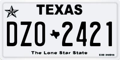 TX license plate DZO2421