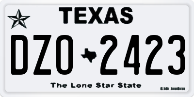 TX license plate DZO2423