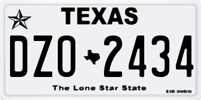 TX license plate DZO2434