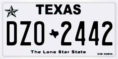 TX license plate DZO2442
