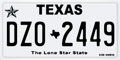 TX license plate DZO2449