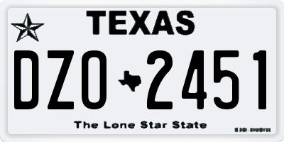 TX license plate DZO2451