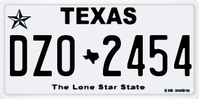 TX license plate DZO2454