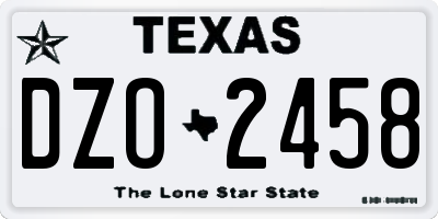 TX license plate DZO2458