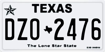 TX license plate DZO2476