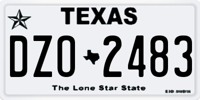 TX license plate DZO2483
