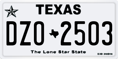 TX license plate DZO2503