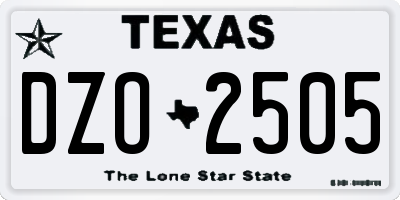 TX license plate DZO2505