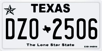 TX license plate DZO2506