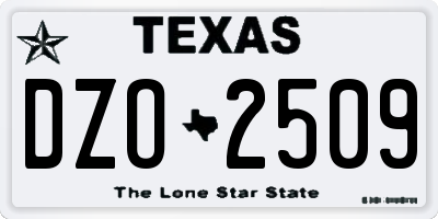 TX license plate DZO2509