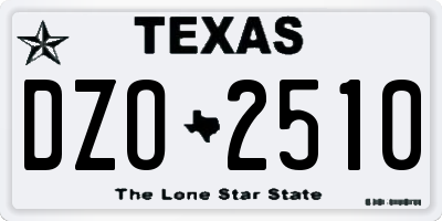 TX license plate DZO2510