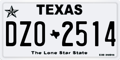 TX license plate DZO2514