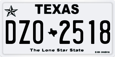 TX license plate DZO2518