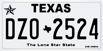 TX license plate DZO2524